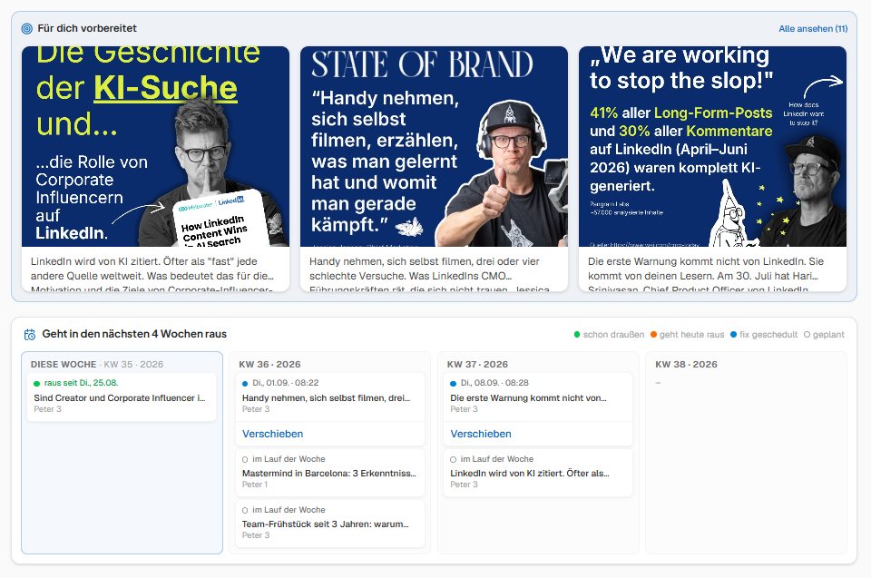 Für dich vorbereitet und der 4-Wochen-Zeitstrahl